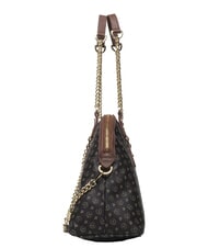 POLLINI HERITAGE Sac bandouli&egrave;re d&ocirc;me avec anses en cha&icirc;ne brun noir - Sacs pour Femme - 4