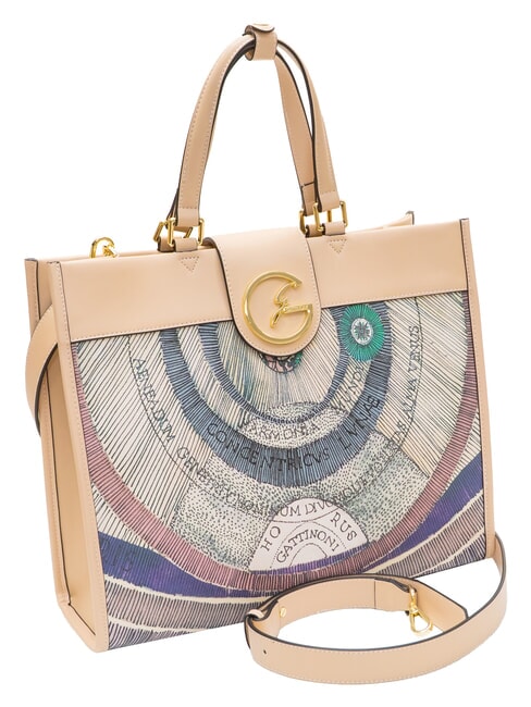 PLANETARIUM Sac &agrave; main avec bandouli&egrave;re aquarelle/beige - Sacs pour Femme