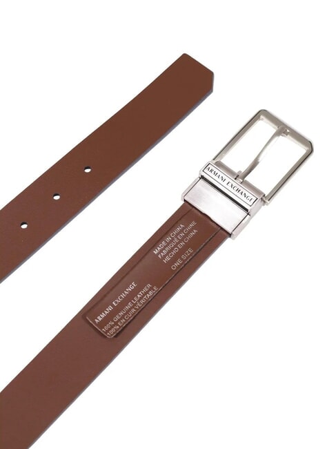DOUBLE Ceinture r&eacute;versible en cuir marine/marron fonc&eacute; - Ceintures