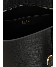 FURLA AVA Sac cabas moyen en cuir noir+int noir - Sacs pour Femme - 3