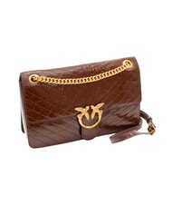 PINKO LOVE ONE LIGHT Sac en cuir matelass&eacute; de taille moyenne brun fonc&eacute; or antique - Sacs pour Femme - 2