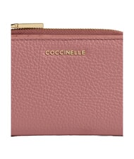 COCCINELLE METALLIC SOFT Petit portefeuille en cuir Rose d'hiver - Portefeuilles Femme - 3