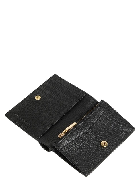 METALLIC SOFT Portefeuille compact en cuir Noir - Portefeuilles Femme
