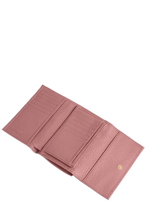 METALLIC SOFT Portefeuille &agrave; deux volets en cuir martel&eacute; Rose d'hiver - Portefeuilles Femme