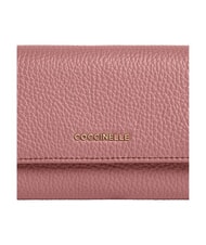 COCCINELLE METALLIC SOFT Portefeuille &agrave; deux volets en cuir martel&eacute; Rose d'hiver - Portefeuilles Femme - 3