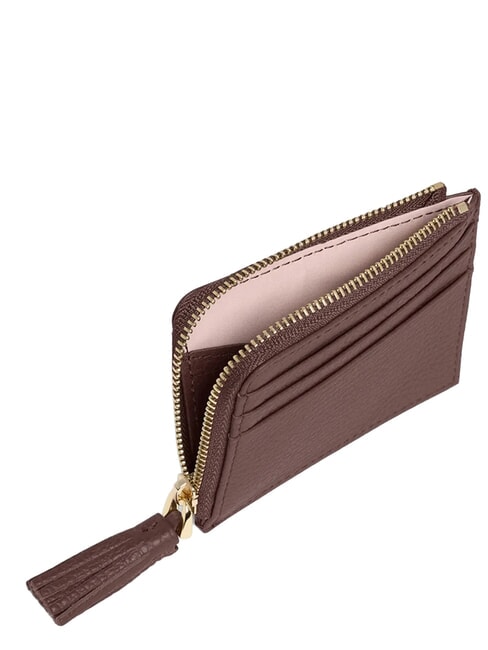 TASSEL Porte-cartes zipp&eacute; en cuir martel&eacute; baie - Portefeuilles Femme