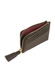 COCCINELLE TASSEL Porte-cartes zipp&eacute; en cuir martel&eacute; boue - Portefeuilles Femme - 2