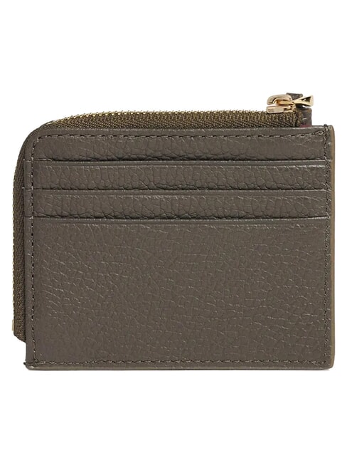 TASSEL Porte-cartes zipp&eacute; en cuir martel&eacute; boue - Portefeuilles Femme