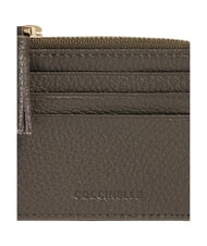 COCCINELLE TASSEL Porte-cartes zipp&eacute; en cuir martel&eacute; boue - Portefeuilles Femme - 4