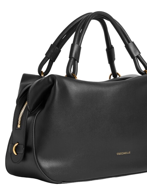 LIZZIE Sac &agrave; main avec bandouli&egrave;re, en cuir Noir - Sacs pour Femme