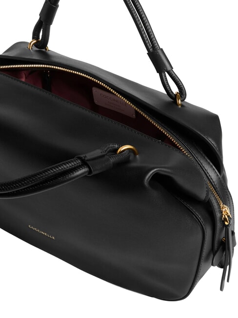 LIZZIE Sac &agrave; main avec bandouli&egrave;re, en cuir Noir - Sacs pour Femme