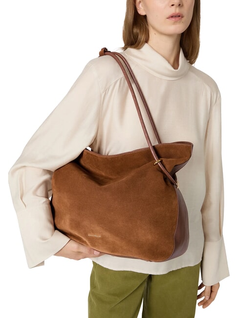 LIZZIE SUED.BIM sac bandouli&egrave;re en daim Cognac - Sacs pour Femme