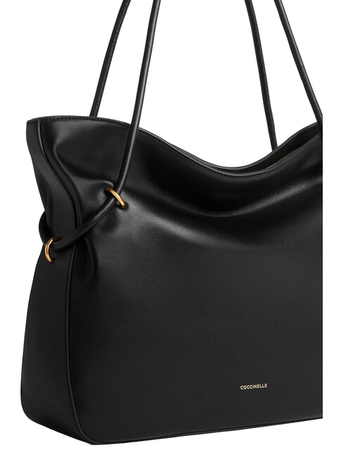 LIZZIE sac cabas bandouli&egrave;re en cuir Noir - Sacs pour Femme