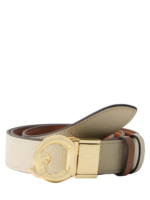 C-ME BICOLOR  Ceinture en cuir r&eacute;versible cognac/eucalipt - Ceintures