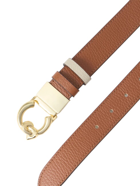 C-ME BICOLOR  Ceinture en cuir r&eacute;versible cognac/eucalipt - Ceintures
