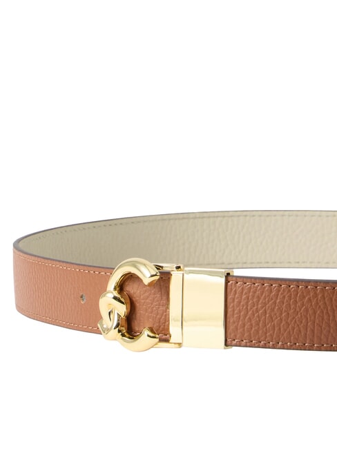 C-ME BICOLOR  Ceinture en cuir r&eacute;versible cognac/eucalipt - Ceintures