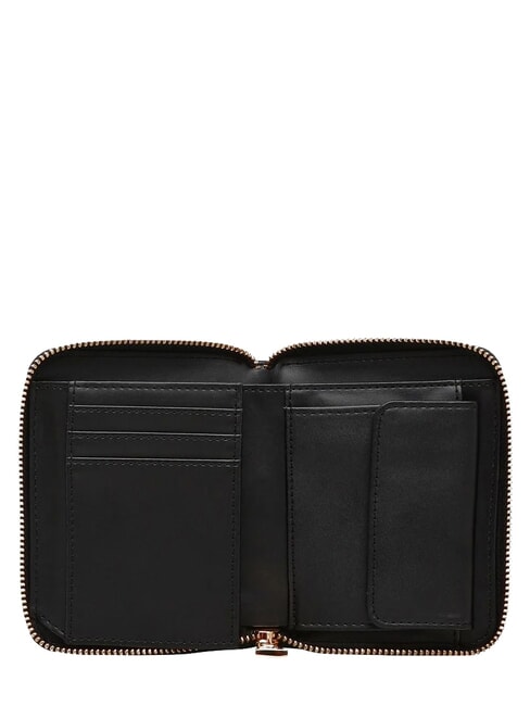 EMBOSSED QUILTED portefeuille compact &agrave; fermeture &eacute;clair Noir - Portefeuilles Femme