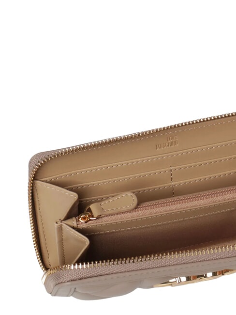 EMBOSSED QUILTED Grand portefeuille zipp&eacute; sable - Portefeuilles Femme
