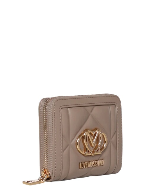 EMBOSSED QUILTED portefeuille compact &agrave; fermeture &eacute;clair sable - Portefeuilles Femme
