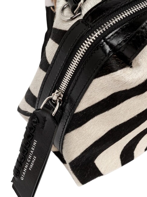 ALIFA Sac bandouli&egrave;re en cuir, avec bandouli&egrave;re z&egrave;bre noir et blanc - Sacs pour Femme