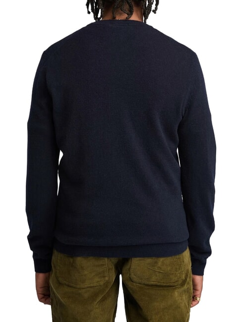 MERINO Pull ras du cou en laine m&eacute;lang&eacute;e saphir fonc&eacute;/denim fonc&eacute; - Pulls pour hommes