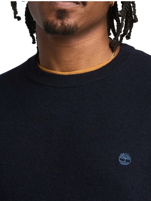 MERINO Pull ras du cou en laine m&eacute;lang&eacute;e saphir fonc&eacute;/denim fonc&eacute; - Pulls pour hommes
