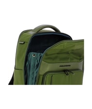 PIQUADRO WOLLEM Sac &agrave; dos en cuir et tissu, support ordinateur 14" VERT - Sacs &agrave; dos pour ordinateur portable - 4