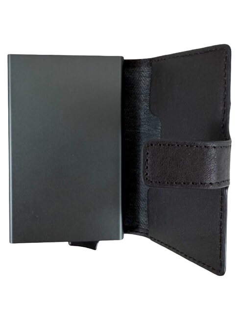 BLACK SQUARE Porte-cartes en cuir vert / marron fonc&eacute; - Portefeuilles Homme