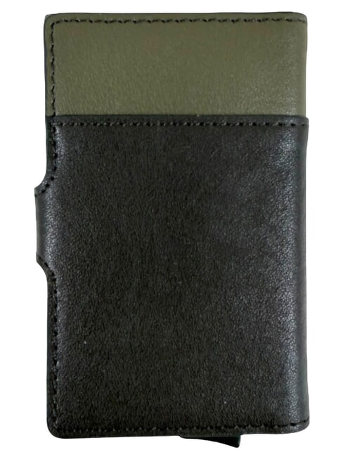 BLACK SQUARE Porte-cartes en cuir vert / marron fonc&eacute; - Portefeuilles Homme