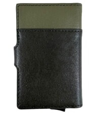 PIQUADRO BLACK SQUARE Porte-cartes en cuir vert / marron fonc&eacute; - Portefeuilles Homme - 3