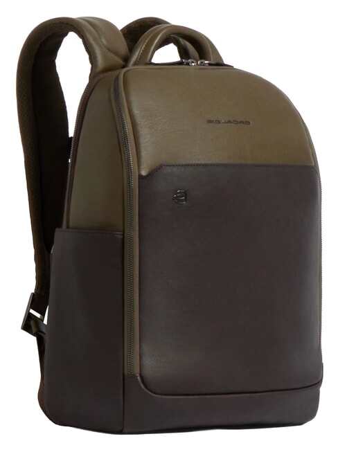 BLACK SQUARE Sac &agrave; dos en cuir pour ordinateur portable 14" vert / marron fonc&eacute; - Sacs &agrave; dos pour ordinateur portable