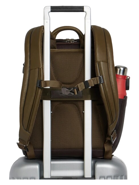 BLACK SQUARE Sac &agrave; dos en cuir pour ordinateur portable 14" vert / marron fonc&eacute; - Sacs &agrave; dos pour ordinateur portable