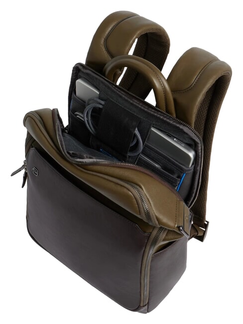 BLACK SQUARE Sac &agrave; dos en cuir pour ordinateur portable 14" vert / marron fonc&eacute; - Sacs &agrave; dos pour ordinateur portable