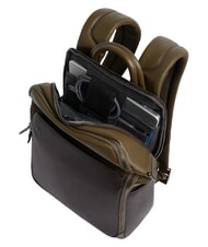 PIQUADRO BLACK SQUARE Sac &agrave; dos en cuir pour ordinateur portable 14" vert / marron fonc&eacute; - Sacs &agrave; dos pour ordinateur portable - 5