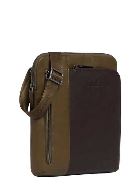 BLACK SQUARE  Sac plat en cuir vert / marron fonc&eacute; - Sacs en Bandouli&egrave;res pour Homme