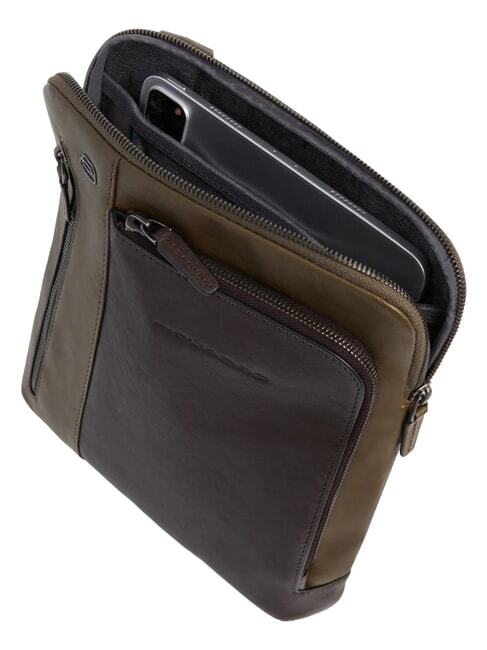 BLACK SQUARE  Sac plat en cuir vert / marron fonc&eacute; - Sacs en Bandouli&egrave;res pour Homme