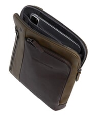 PIQUADRO BLACK SQUARE  Sac plat en cuir vert / marron fonc&eacute; - Sacs en Bandouli&egrave;res pour Homme - 4