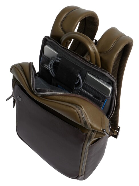 BLACK SQUARE  Sac &agrave; dos en cuir pour ordinateur portable 14 pouces vert / marron fonc&eacute; - Sacs &agrave; dos pour ordinateur portable