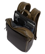PIQUADRO BLACK SQUARE  Sac &agrave; dos en cuir pour ordinateur portable 14 pouces vert / marron fonc&eacute; - Sacs &agrave; dos pour ordinateur portable - 4
