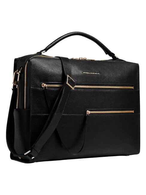 PATRICIA &Eacute;tui pour ordinateur portable 14 pouces, en cuir Noir - Porte Documents Travail
