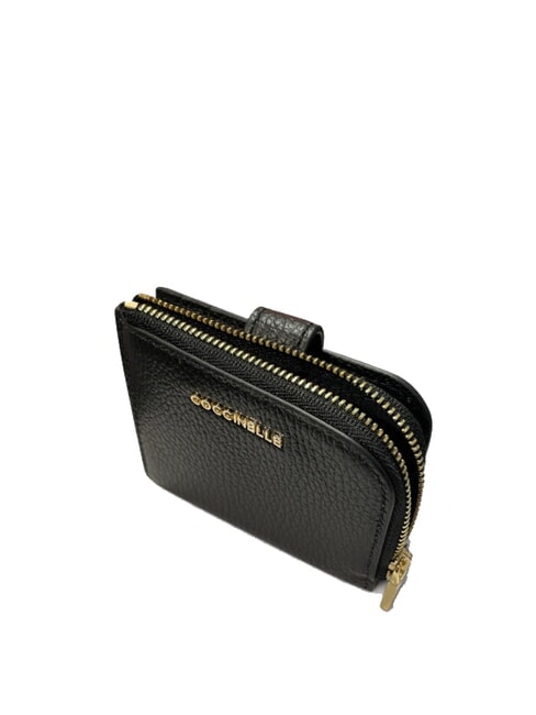 METALLIC SOFT Mini portefeuille en cuir Noir - Portefeuilles Femme