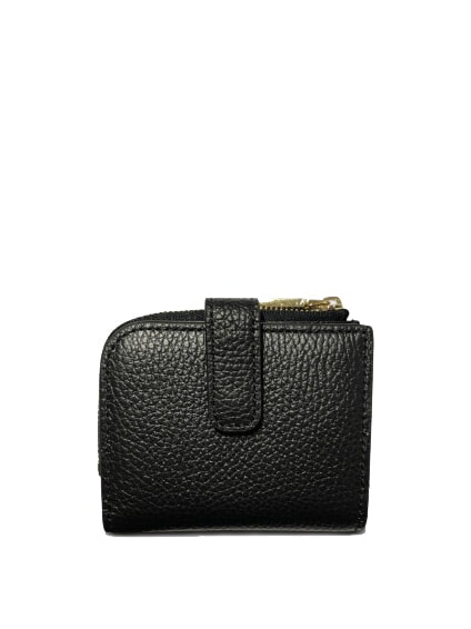 METALLIC SOFT Mini portefeuille en cuir Noir - Portefeuilles Femme