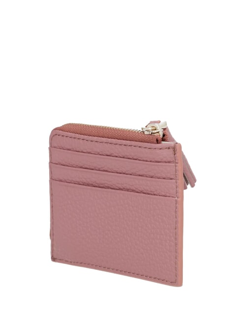 TASSEL Porte-cartes zipp&eacute; en cuir martel&eacute; Rose d'hiver - Portefeuilles Femme