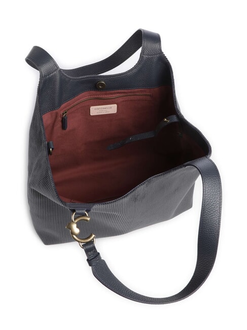 C-EASY CORDURO sac cabas bandouli&egrave;re en cuir bleu nuit - Sacs pour Femme