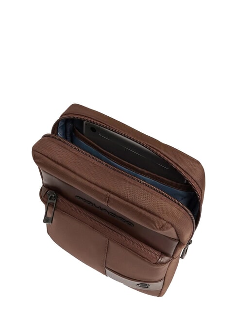 WOLLEM Sac iPad mini en tissu et cuir MARRON - Sacs en Bandouli&egrave;res pour Homme