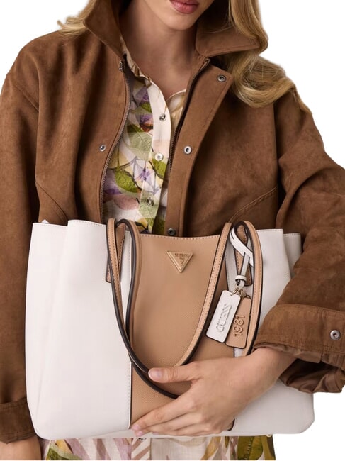 NOELLE 2 sac &agrave; bandouli&egrave;re blanc cass&eacute;/beige - Sacs pour Femme