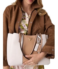 GUESS NOELLE 2 sac &agrave; bandouli&egrave;re blanc cass&eacute;/beige - Sacs pour Femme - 2