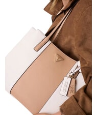 GUESS NOELLE 2 sac &agrave; bandouli&egrave;re blanc cass&eacute;/beige - Sacs pour Femme - 4