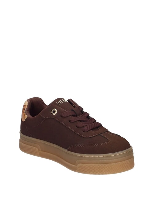 GEO Baskets marron fonc&eacute;/beige g&eacute;om&eacute;trique - Chaussures Femme