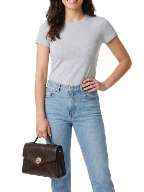 IRENE Sac bandouli&egrave;re en cuir moka &agrave; l'or - Sacs pour Femme